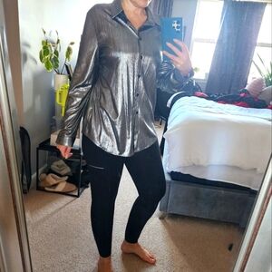 Silver Button down shirt